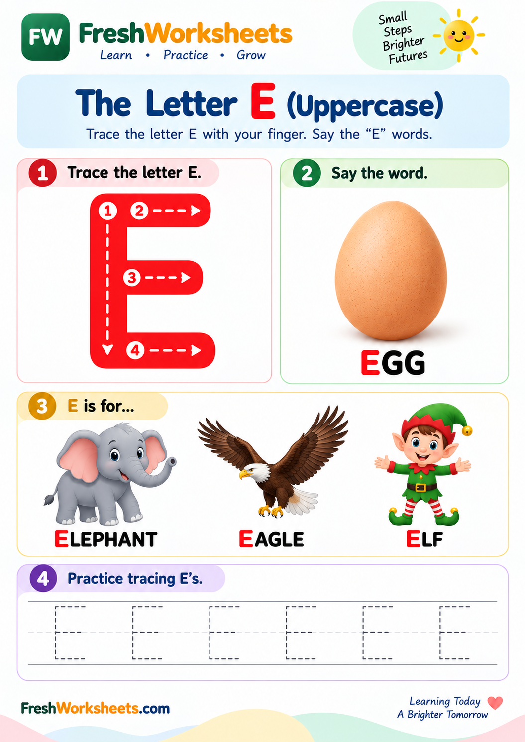 Letter E worksheet