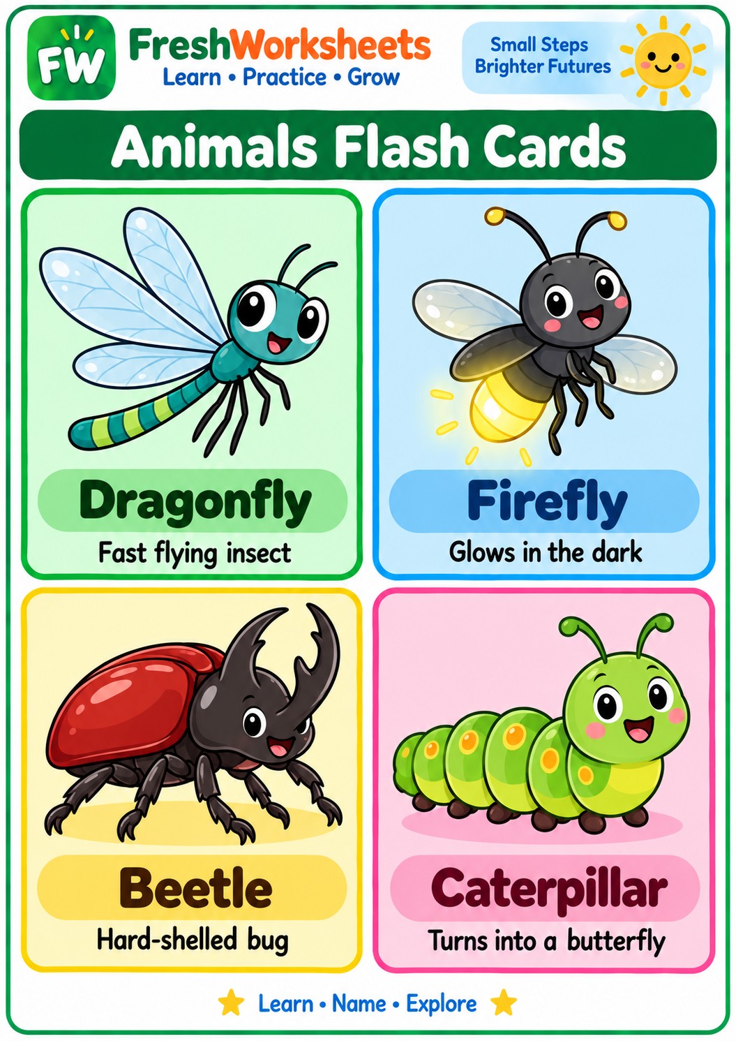 Free printable Animal Flash Cards Set 10 worksheet PDF for kids