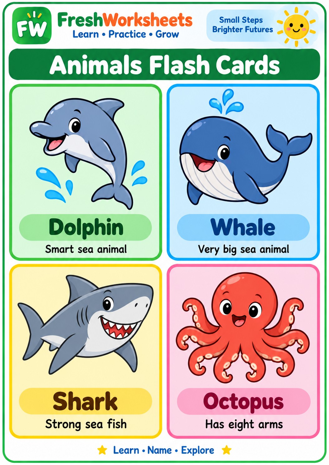 Free printable Animal Flash Cards Set 2 worksheet PDF for kids