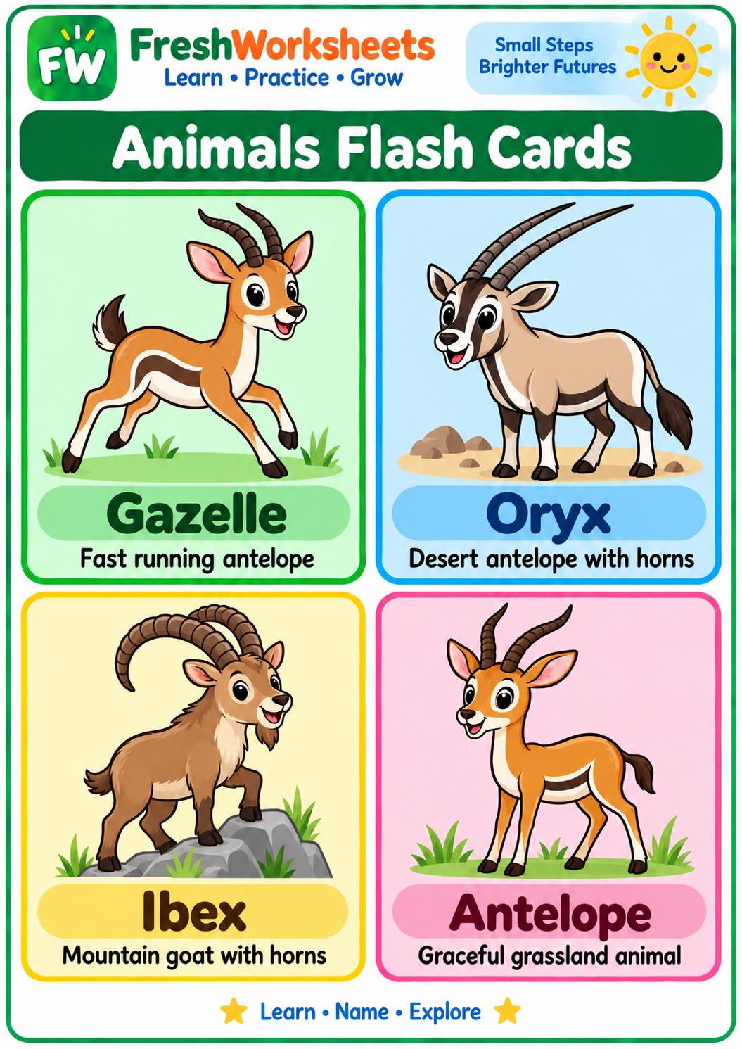 Free printable Animal Flash Cards Set 26 worksheet PDF for kids