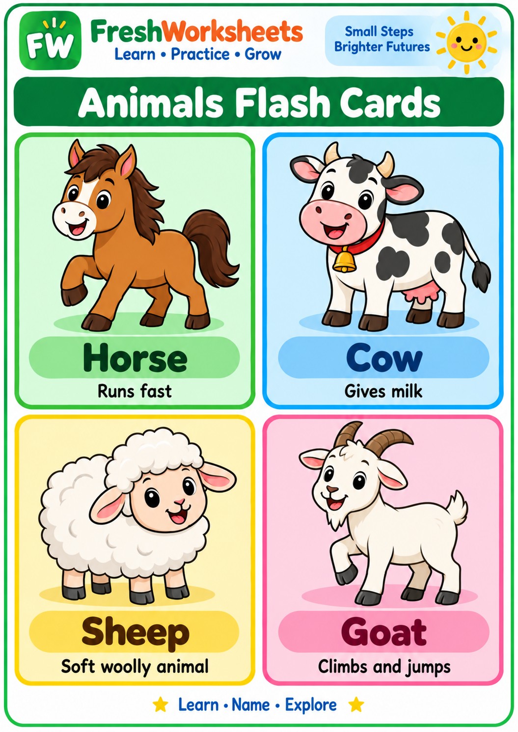 Free printable Animal Flash Cards Set 27 worksheet PDF for kids