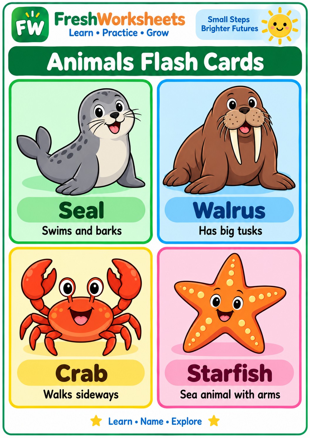 Free printable Animal Flash Cards Set 3 worksheet PDF for kids