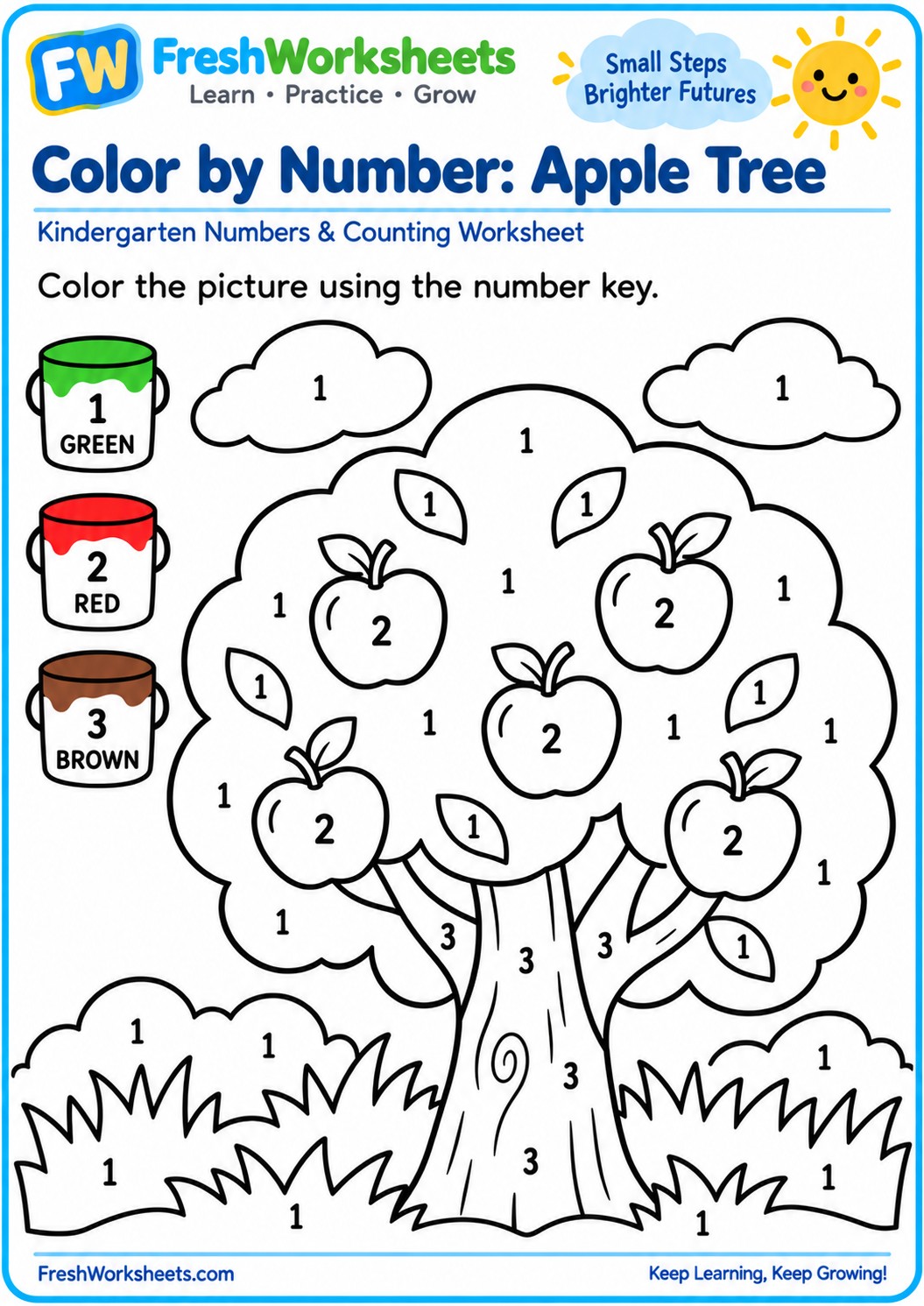 Free printable Color by Number flash cards PDF