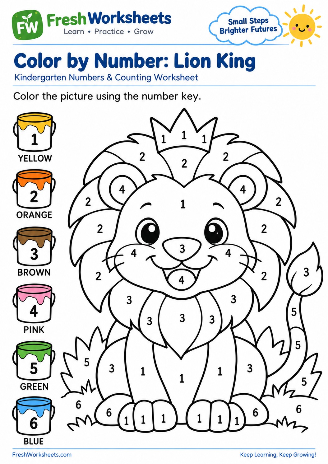 Free printable Lion King worksheet PDF for kids