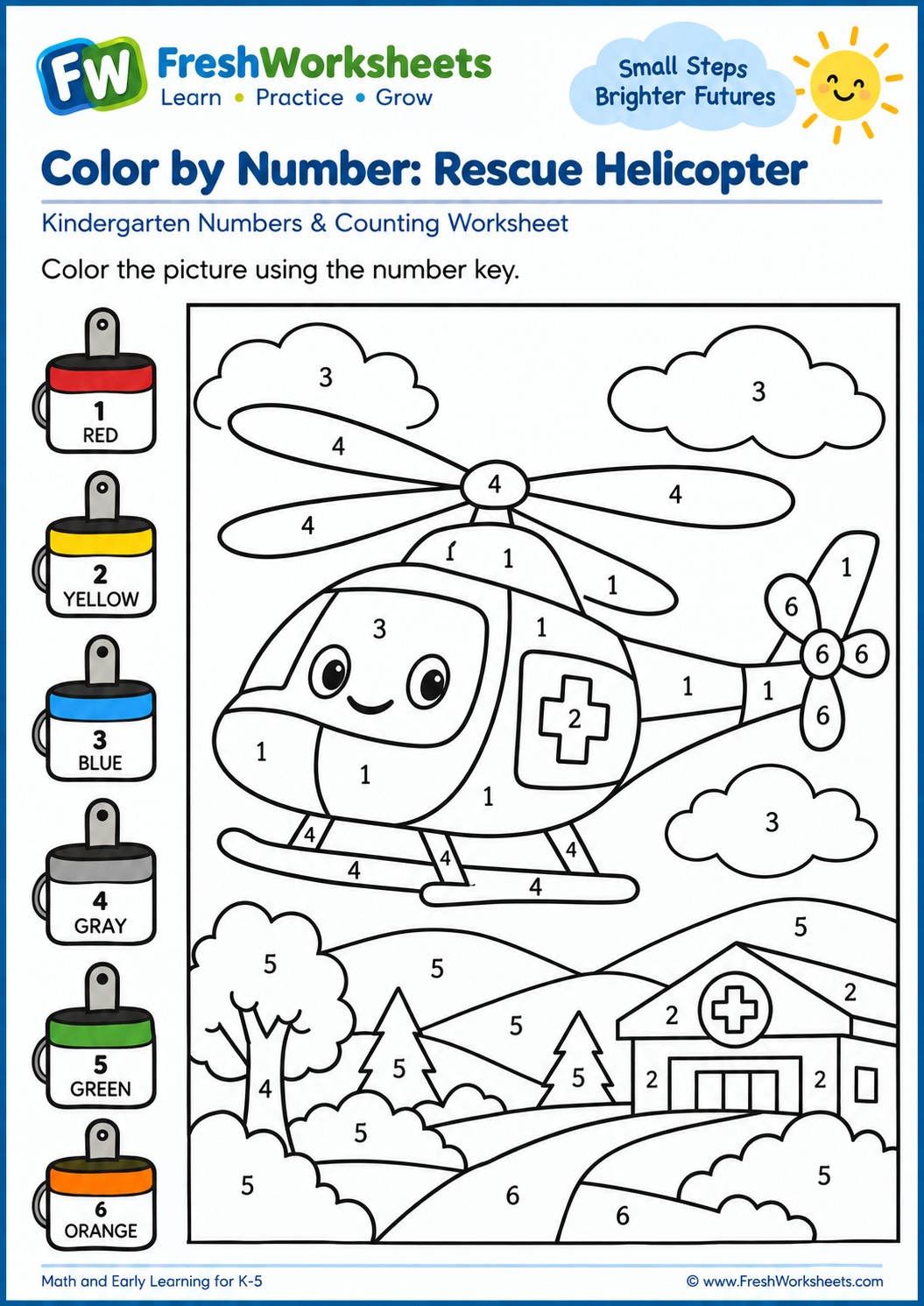 Free printable Rescue Helicopter worksheet PDF for kids