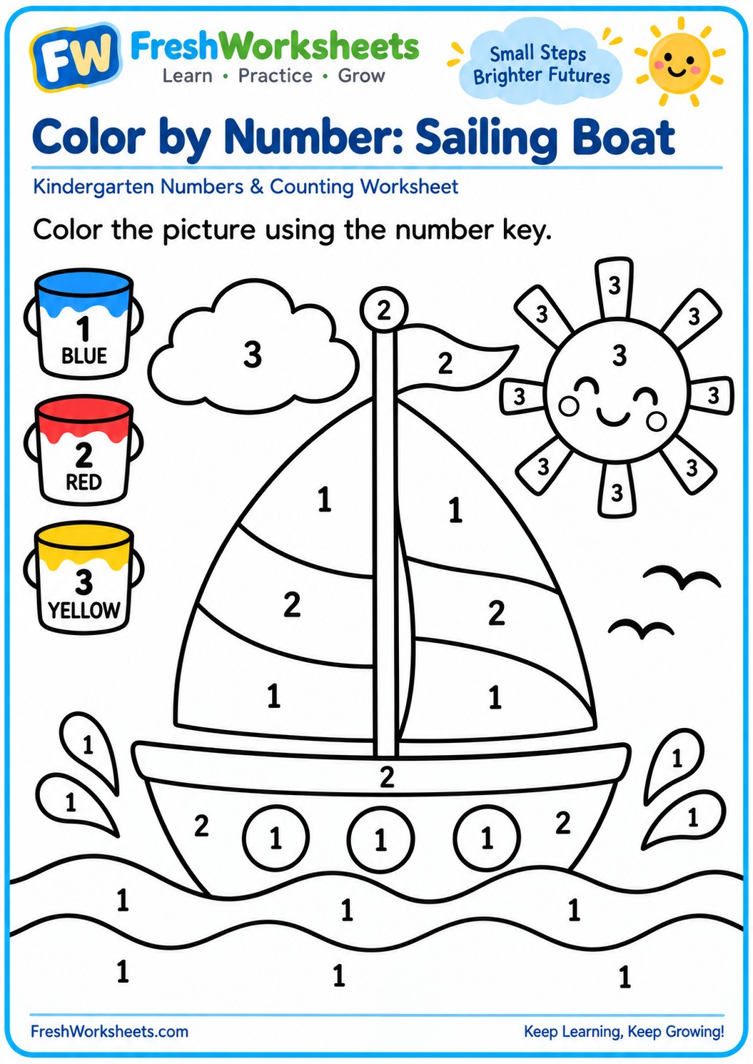 Free printable Sailing Boat worksheet PDF for kids