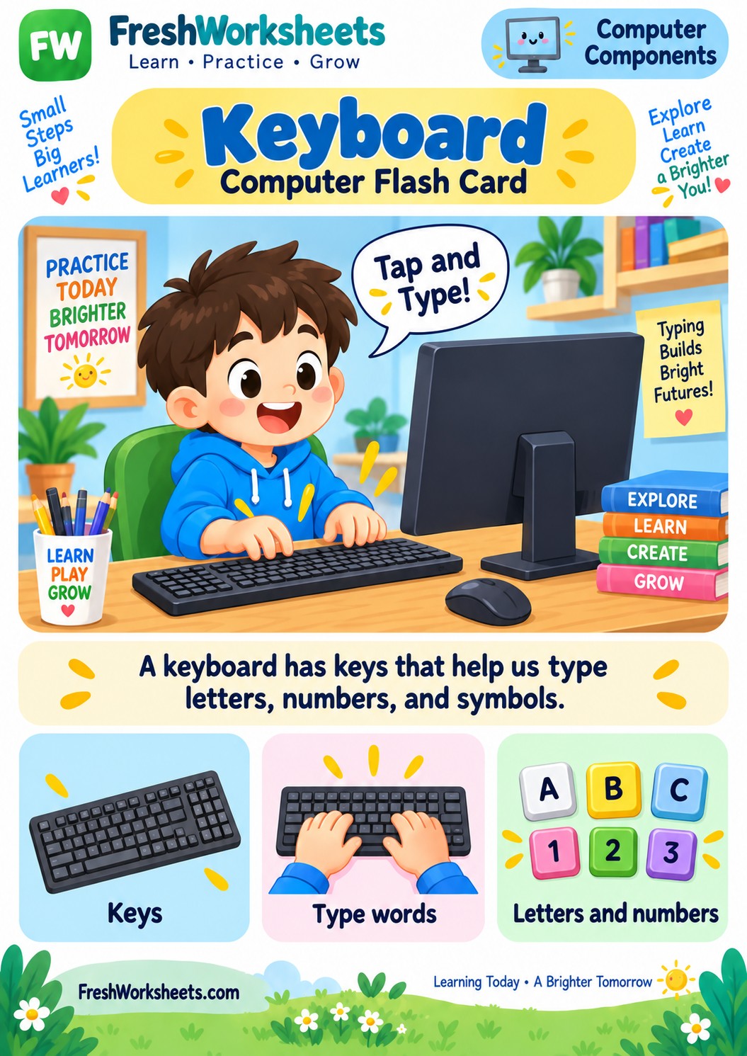 Free printable Keyboard worksheet PDF for kids