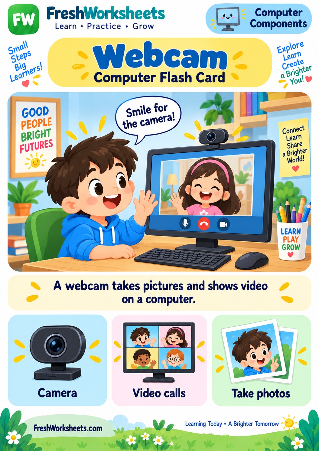 Free printable Webcam worksheet PDF for kids