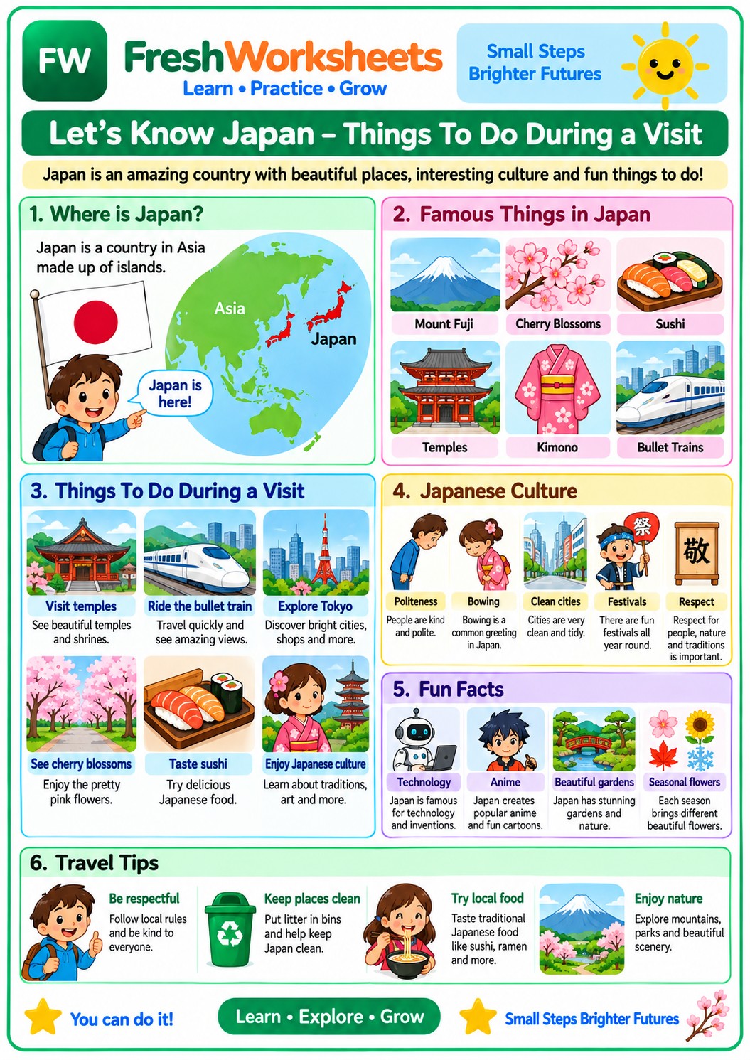 Free printable Japan worksheet PDF for kids