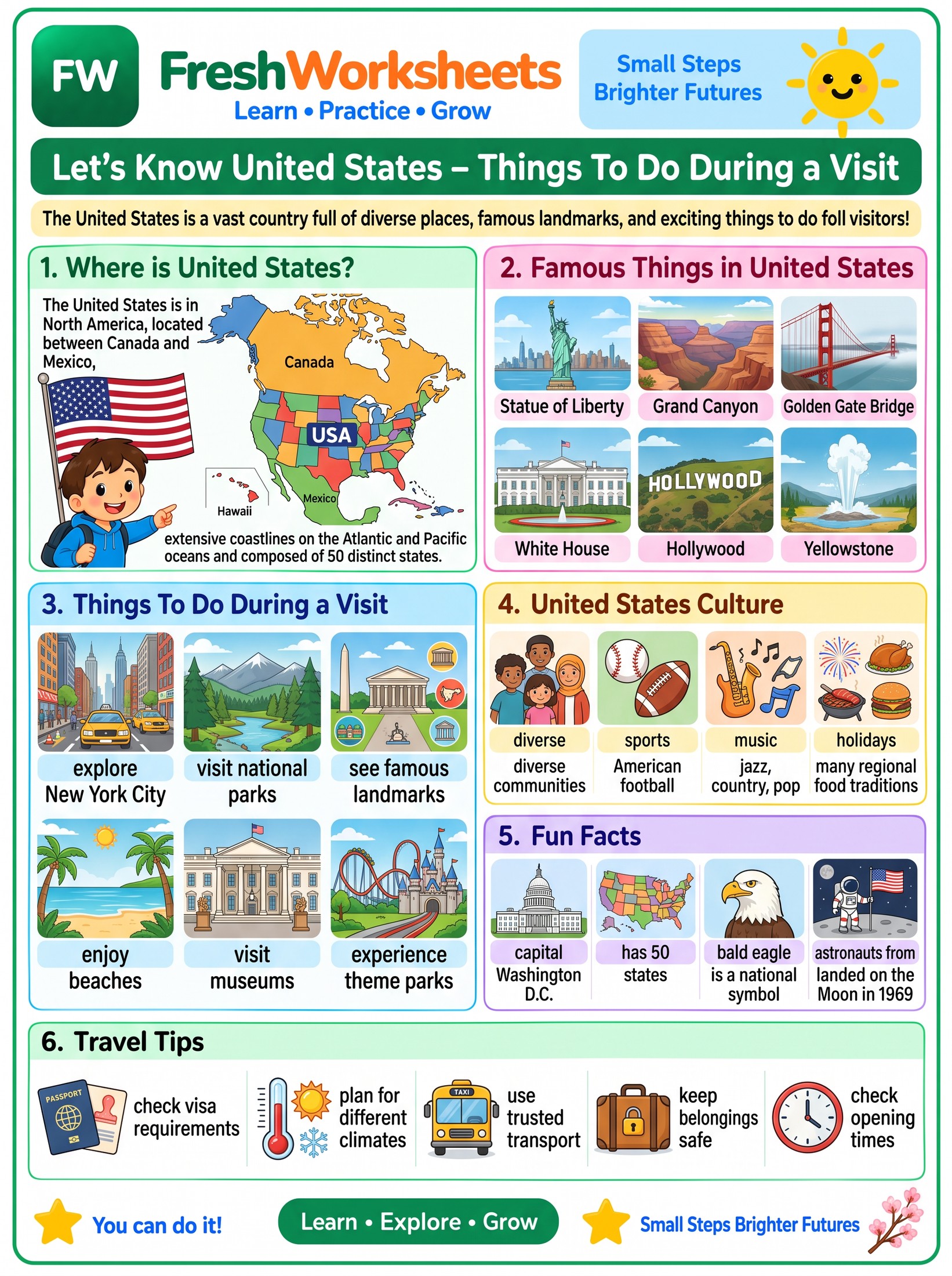 Free printable United States worksheet PDF for kids
