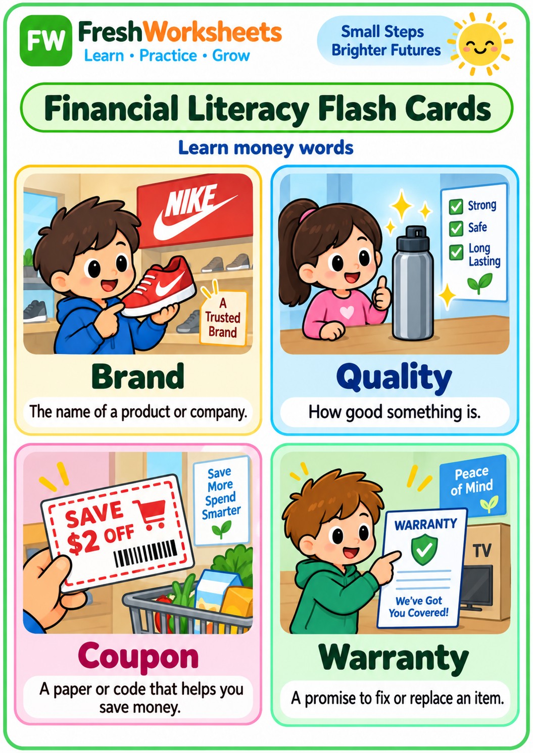 Free printable Being a Smart Buyer worksheet PDF for kids