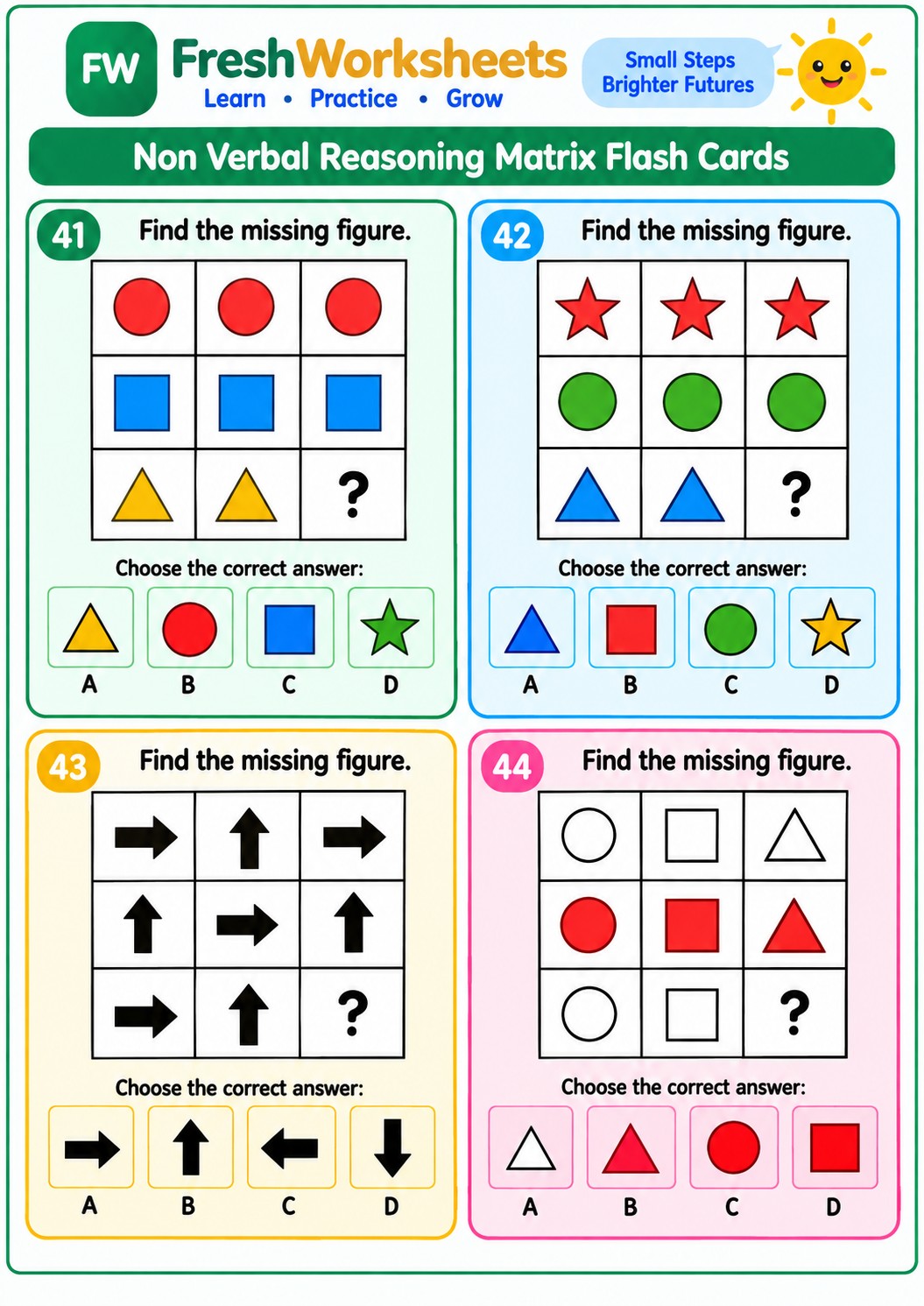 Free printable Non-Verbal Reasoning Set 19 worksheet PDF for kids