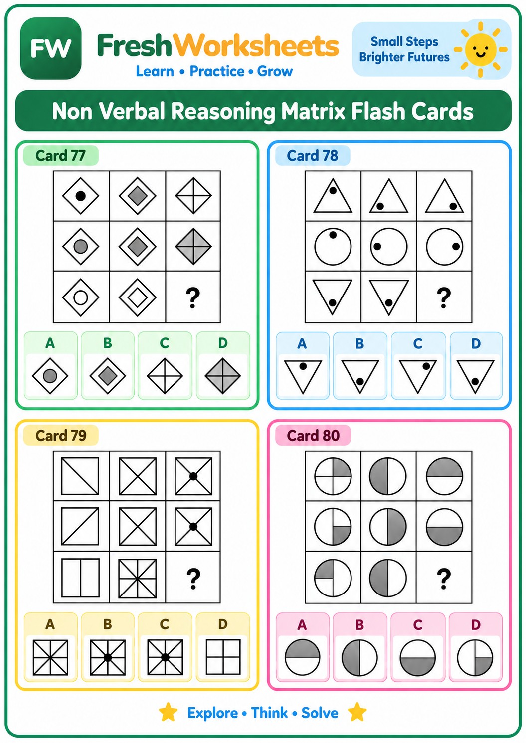 Free printable Non-Verbal Reasoning Set 7 worksheet PDF for kids