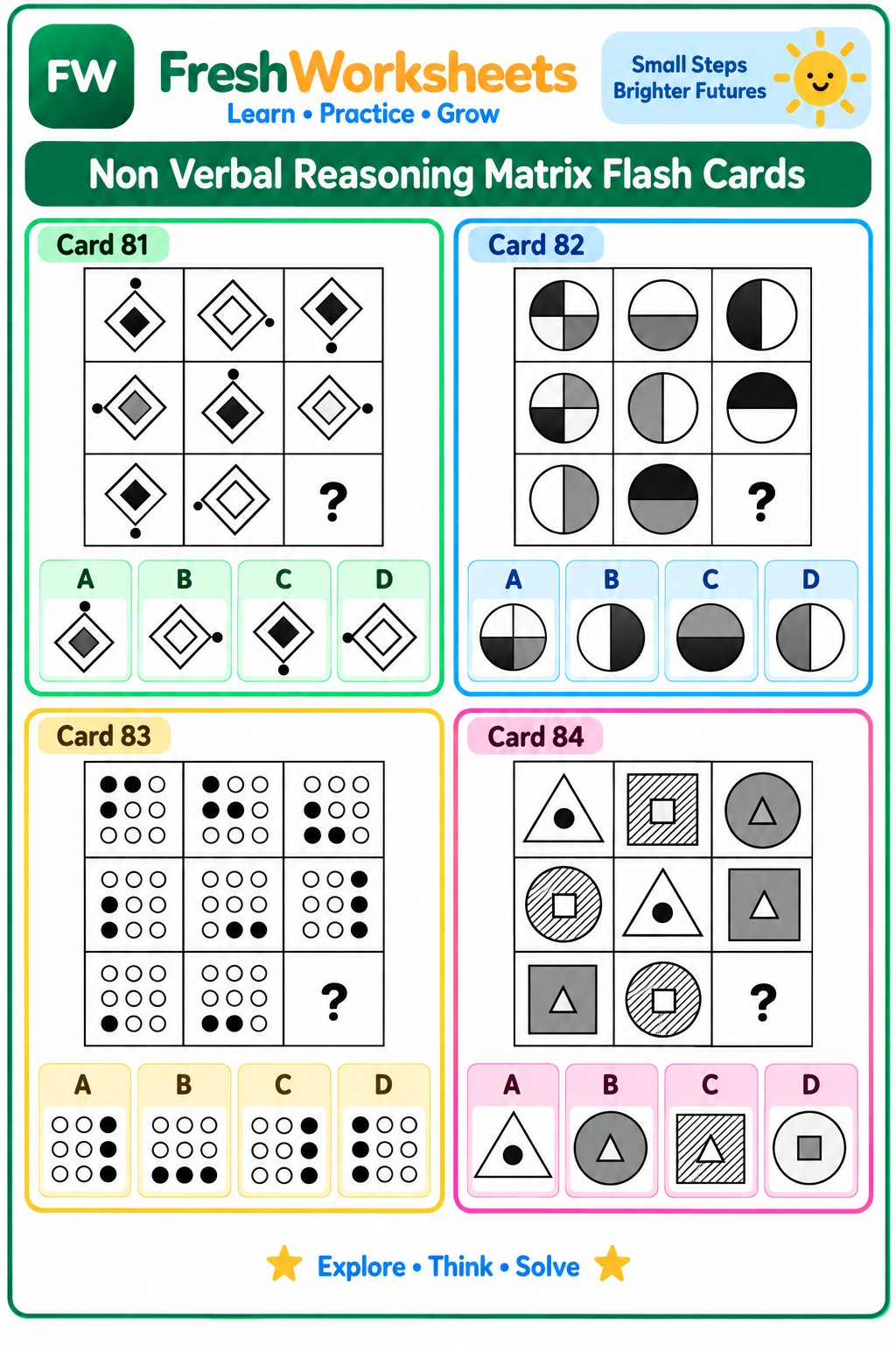 Free printable Non-Verbal Reasoning Set 8 worksheet PDF for kids