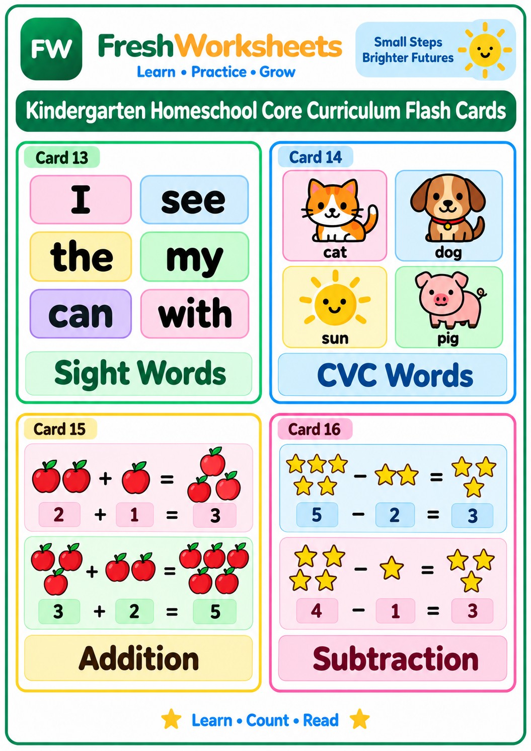Free printable Sight Words & Simple Math worksheet PDF for kids