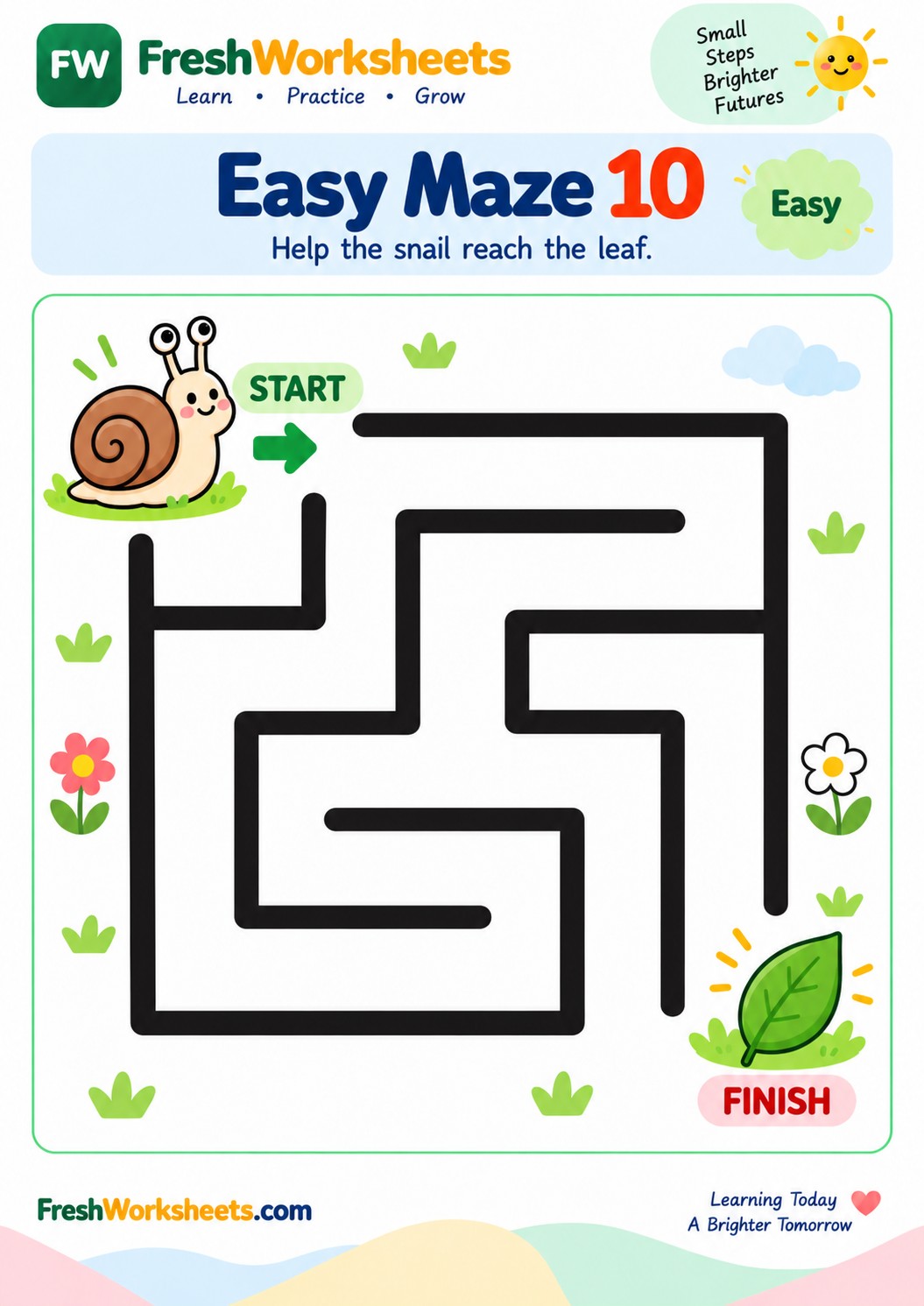 Free printable Easy Maze 10 worksheet PDF for kids