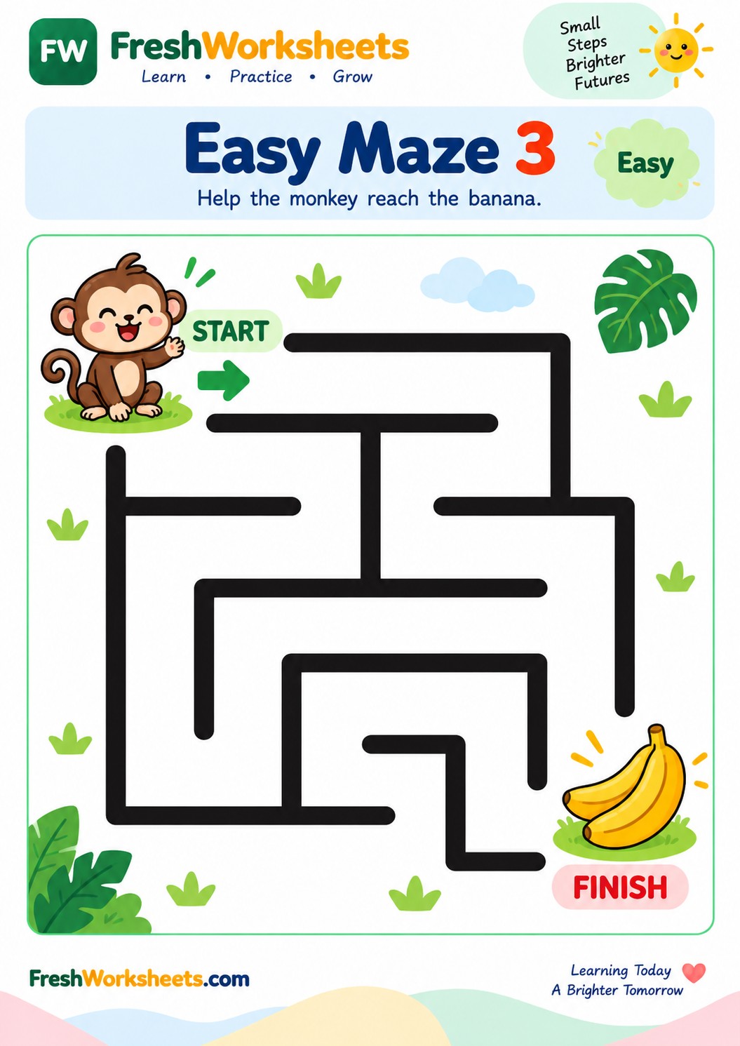 Free printable Easy Maze 3 worksheet PDF for kids