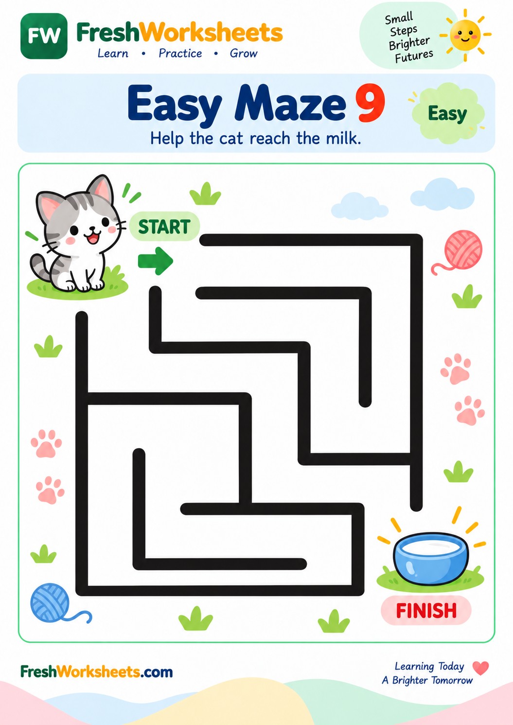 Free printable Easy Maze 9 worksheet PDF for kids