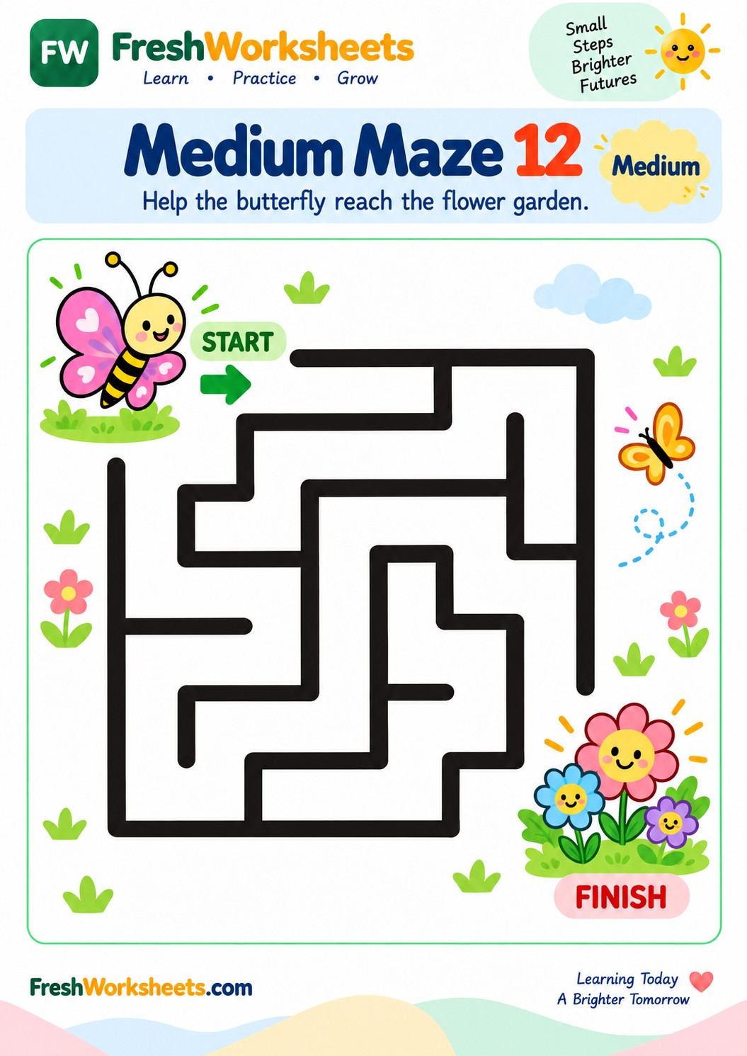Free printable Medium Maze 12 worksheet PDF for kids
