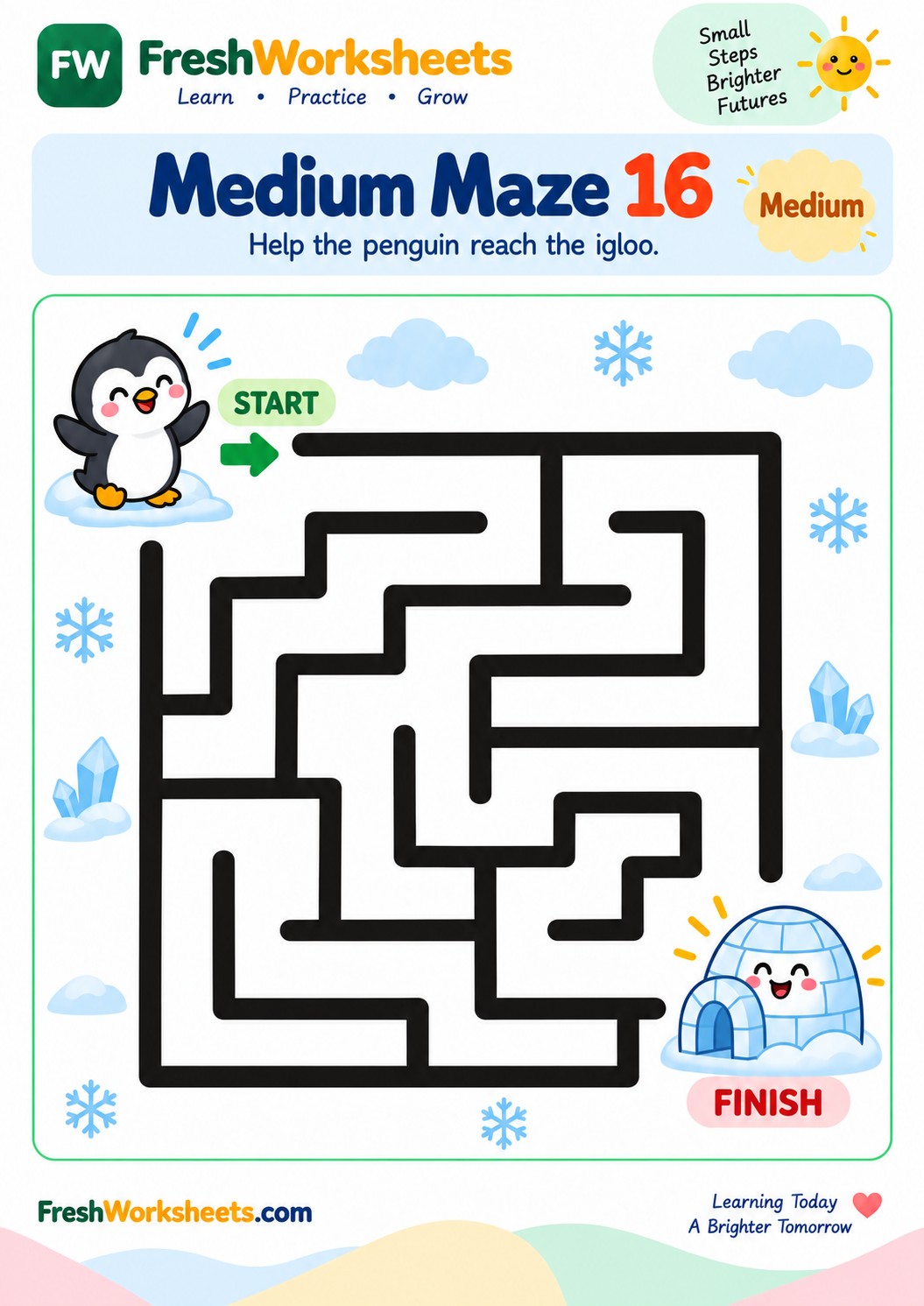 Free printable Medium Maze 16 worksheet PDF for kids
