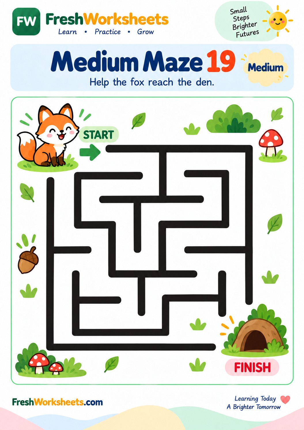 Free printable Medium Maze 20 worksheet PDF for kids