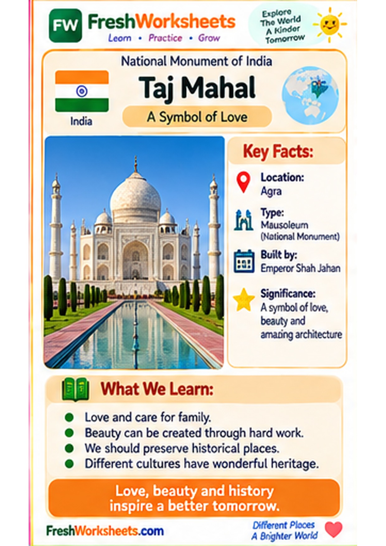 Taj Mahal worksheet