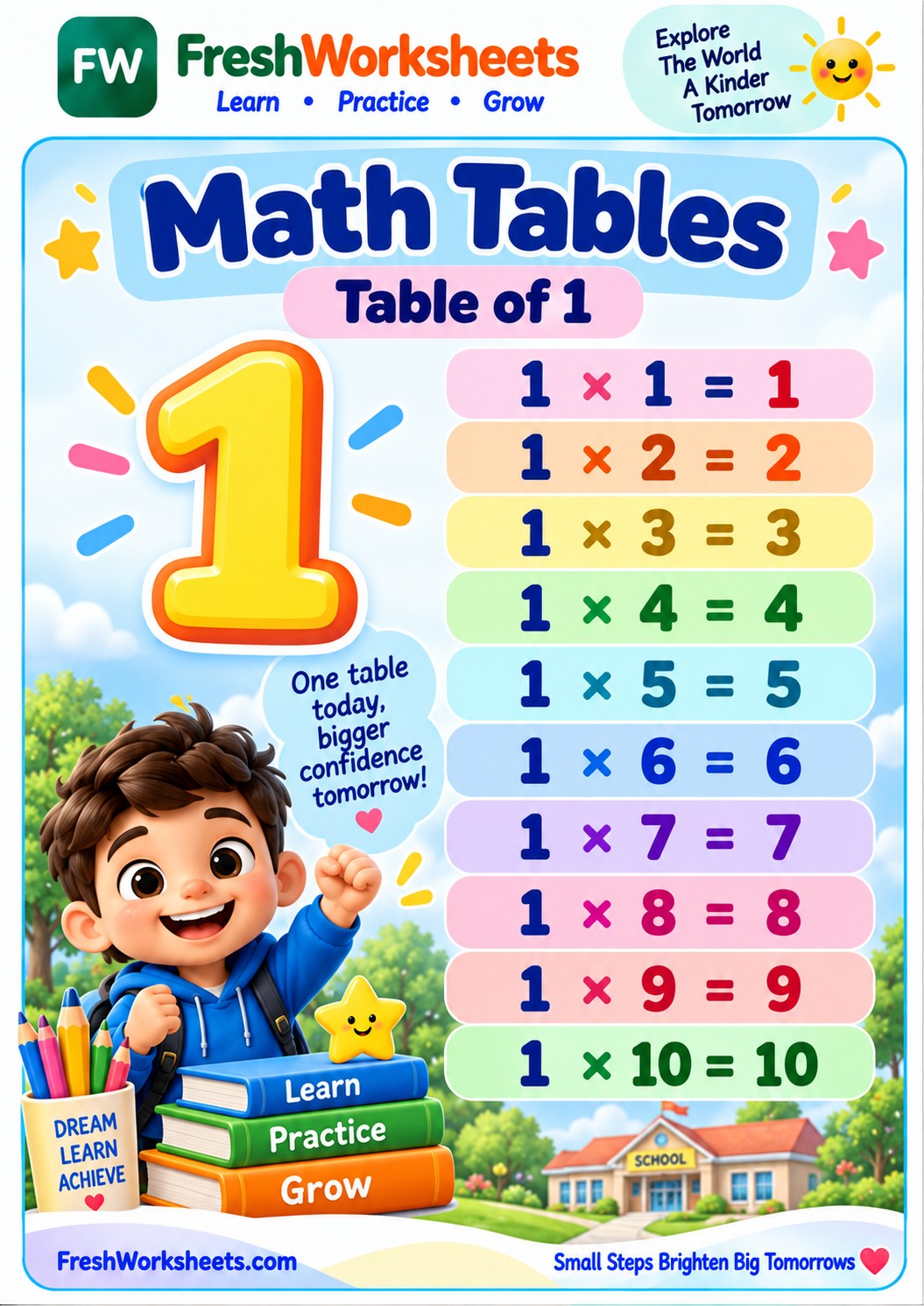 Free printable Multiplication Tables flash cards PDF