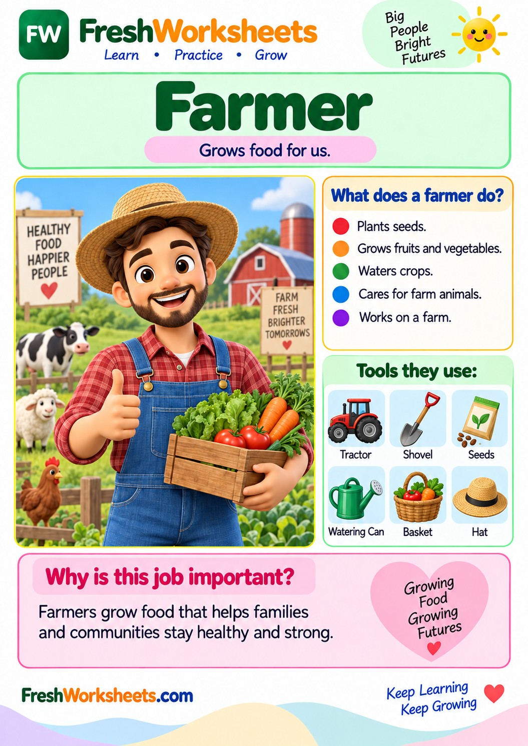 Free printable Farmer worksheet PDF for kids
