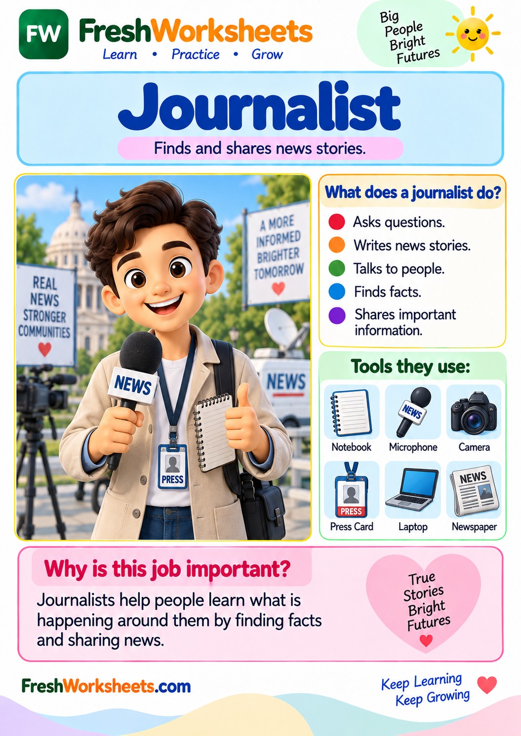 Free printable Journalist worksheet PDF for kids