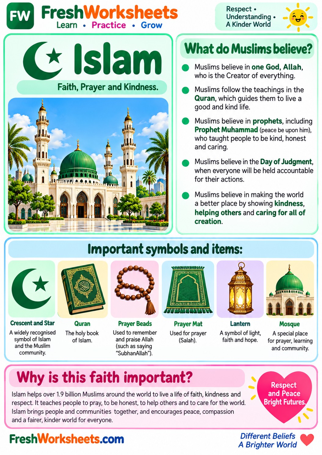 Free printable Islam worksheet PDF for kids