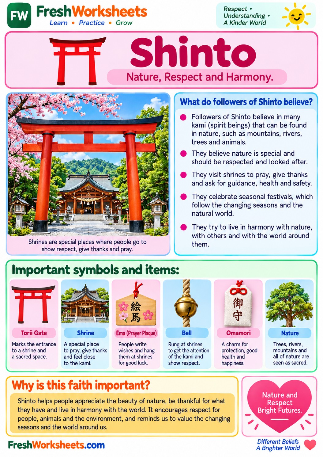 Free printable Shinto worksheet PDF for kids