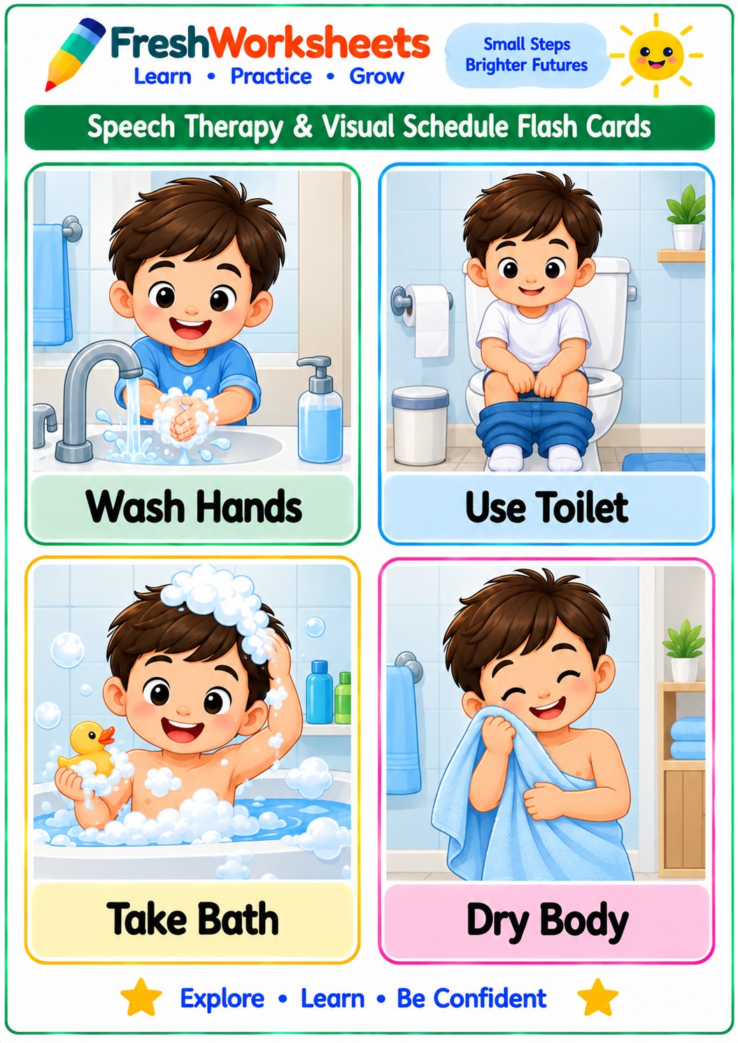 Free printable Hygiene & Bathroom Routine worksheet PDF for kids