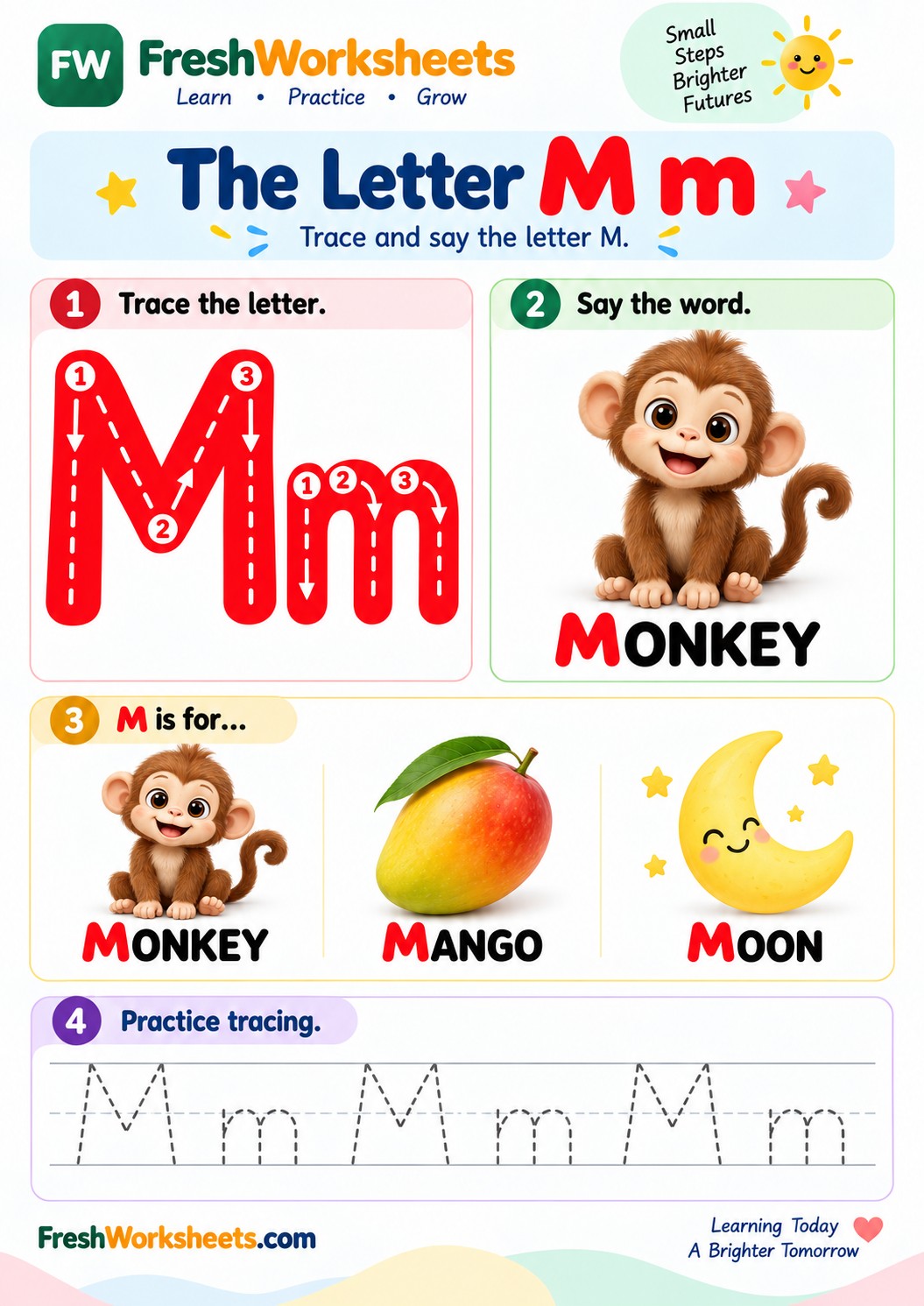 Free printable Uppercase and Lowercase Letter M worksheet PDF for kids