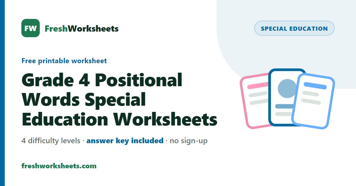 Grade 4 Positional Words Special Education Worksheets preview